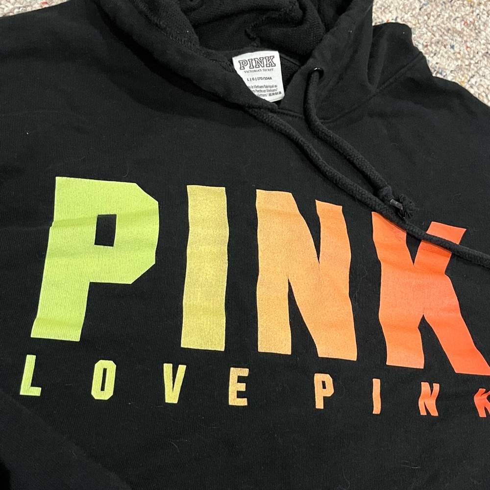 PINK Gradient Logo Black Hoodie